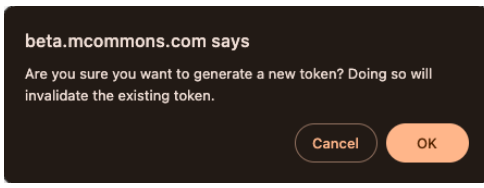generate new token message